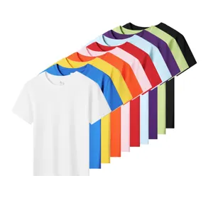 Летняя 2023 футболка с круглым вырезом и коротким рукавом, однотонная детская футболка на заказ, детская одежда