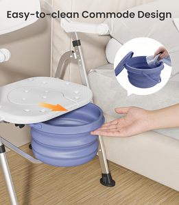 Silla de Ducha Plegable, Silla de Baño Ajustable en Forma de U con Respaldo y Brazos Abatibles para Personas Mayores y con Discapacidad - Product Image 6