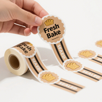 Rouleau d'autocollant alimentaire en vinyle étanche personnalisé pour restauration rapide logo de marque scellant les étiquettes rondes d'emballage de boîtes de nourriture pour hamburger