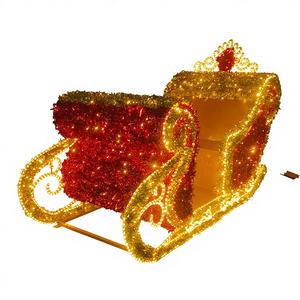 Ornements de traîneau de père noël grandeur nature à vendre/charge adultes lumière chaude voiture de traîneau de noël/2m renne traîneau de noël étanche - Product Image 1