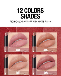 LANGMANNI Lápiz Labial Mineral Vegano Mate de 12 Colores, Resistente al Agua, Larga Duración, Antiadherente, Tinte Labial Rojo Terciopelo, Cosmético - Product Image 4