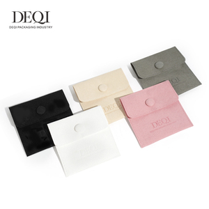 Custom logo Size Microfiber Jewellery Bag Double Side Fleece Snap Button Cloth Flap Flannel Bag Jewelry Envelope Packaging <b>Pouch</b> - Product Image 2