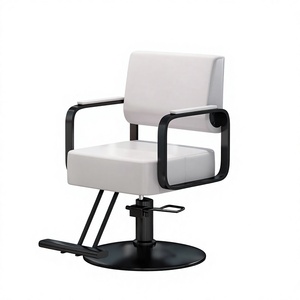 Sillón de Barbería Moderno de Cuero, Muebles de Salón de Acero Inoxidable - Product Image 1