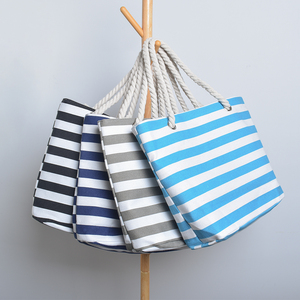 Sac fourre-tout en <span class=keywords><strong>toile</strong></span> rayé rose très vendu, résistant, réutilisable, pour les voyages ou la plage - Product Image 3