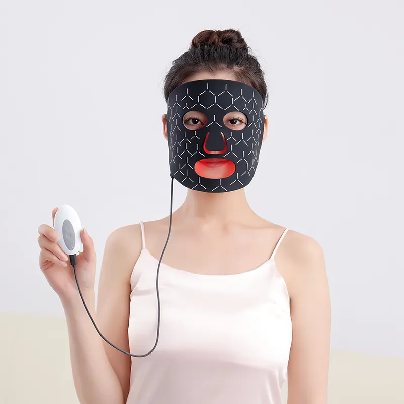 Maschera facciale professionale per terapia della luce a Led maschera facciale in silicone a 4 colori per terapia della luce a Led nera