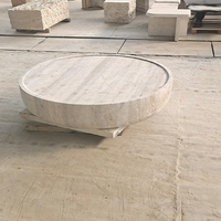 Table basse moderne minimaliste en pierre naturelle Myra Beige Travertin pour salon et salle à manger