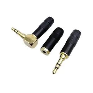 Casque stéréo à deux canaux de type L 3.5mm à angle droit, coque noire, prise audio mâle femelle