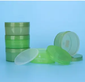 300ml Korean Aloe Cream Facial Mask Green Plastic Jar PP Material With Screw Cap Screen Printing Body Surface Treatment