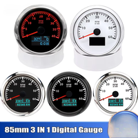 Factory 85mm 3000-8000rpm Tachometer +Water Temperature Gauge +Oil Pressure Meter 7 Color Backlight for Car Marine Boat 12V 24V