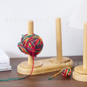 Wooden Yarn Spool Holder <b>Desktop</b> Solid Wood Rotatable Knitting Winder Base Single Axis Dual Axis Yarn Rack - Product Image 3