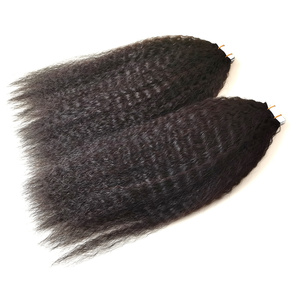 Extensiones de Cabello Humano con Cutícula Alineada de 50g, 3b 3C, Rizado Profundo Jerry Yaki, Ondulado Natural, Afro Kinky Liso, Rizado Birmano, con Cinta Adhesiva - Product Image 4