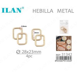 Fibbia in metallo Ilan 28x23 mm a forma quadrata, 4 pezzi per borse e accessori - Product Image 1