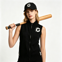 Pull-over en tricot sans manches pour femme, 100 % coton, personnalisé avec logo, col en V, broderie, vente en gros