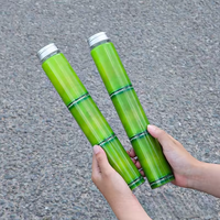 Grosir 400ml botol berbentuk bambu ramping hewan peliharaan untuk minuman jus susu dengan tutup aluminium