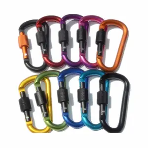 Thickened diameter 8CM Colorful Aluminum Alloy D Styles Climbing Button With Lock Carabiner Keychain Hanging Hook Camping