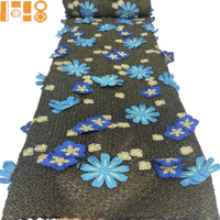Dentelle Guipure en Polyester Brodé 3D à Fleurs Solubles dans l'Eau, Tissu de Luxe pour Robe de Banquet, Style Européen et Américain