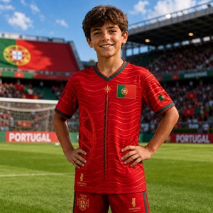 Maillot de football de l'équipe nationale <span class=keywords><strong>du</strong></span> Portugal 2026 en gros, rouge, qualité thaïlandaise, pour enfants - Product Image 1
