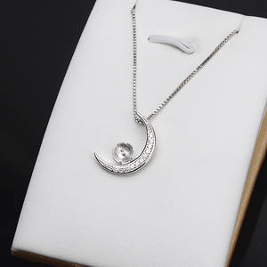 Pendentif petite lune en argent S925, accessoires de bijoux en perles DIY, tendance, 642, pendentif pour serre-tête féminin, plateau vide, composants de bijoux - Product Image 1