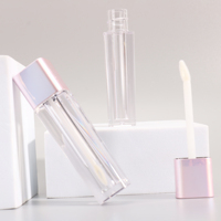 Tubes de brillant à lèvres en plastique de luxe 3ml, vides, carrés, transparents, personnalisables avec impression couleur, bouchon à vis, conteneur cosmétique pour rouge à lèvres