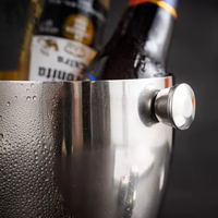Seau à glace classique professionnel 5,0 L en argent pour bars - Vaisselle personnalisée en acier inoxydable pour vin, bière et service