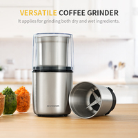 Moulin à café professionnel en acier inoxydable à broyeur fin et grossier, avec bouton de réglage, verrou de sécurité, capacité de 70g, 150W