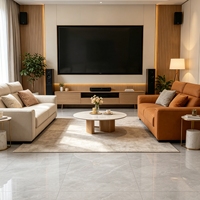 Carrelage en porcelaine poli brillant effet marbre gris clair 60x120cm, haute dureté, anti-salissure, pour murs et sols