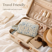 Grande trousse de maquillage florale en coton pour femme, cadeau pour demoiselle d'honneur, pochette pour fiançailles, cadeau de douche nuptiale pour mariage