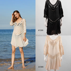 JINRU 공장 수영복 여성 드레스 무료 크기 메일롯 비치 커버 업 여성용 크로 셰 뜨개질 비치웨어 - Product Image 2