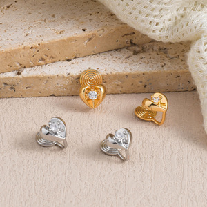 Pendientes de Zirconia en Forma de Corazón, Plata de Ley S925, Chapados en Oro, Hipoalergénicos, Minimalistas, Románticos, Joyería Fina <span class=keywords><strong>para</strong></span> Mujer, Uso Diario - Product Image 2