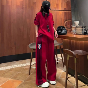 <span class=keywords><strong>Completo</strong></span> Sportivo Casual da <span class=keywords><strong>Donna</strong></span> in <span class=keywords><strong>Maglia</strong></span> Stile Streetwear OEM di Fabbrica, Primavera/Estate, Vestibilità Ampia, Traspirante, Maglione e Pantaloni - Product Image 3