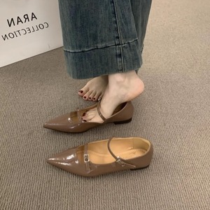 Zapatos de Tacón Alto con Doble Correa y Punta Puntiaguda, Zapatos Mary Jane Formales para Mujer, Verano Otoño, Aumento de Altura, Hebilla de Cuero Genuino, 5.5 cm - Product Image 4