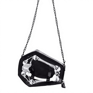 Bolso de hombro con diseño de alas de murciélago, de piel sintética, con telaraña y ataúd, estilo gótico, con cierre de cremallera, portátil, para Halloween, para mujeres y niñas - Product Image 2