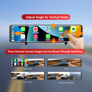 2K 3 ống kính 11 inch với cảm ứng xe xem xét gương Dashcam ghi DVR Bảng điều khiển <span class=keywords><strong>Wifi</strong></span> Dash máy ảnh Carplay Android Auto BT FM - Product Image 6