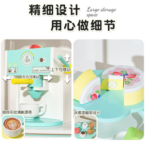 子供向けごっこ遊びおもちゃ 木製アイスクリームスタンド シミュレーションコーヒーマシン デザートショップ キッズ教育木製キッチンおもちゃ - Product Image 4