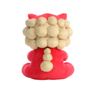 Peluche Lion Rouge Dansant, Adorable Lion Assis Brodé avec Cœur, Mascotte de Festival Porte-Bonheur, Cadeau en Peluche