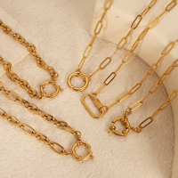 Collier chaîne trombone en acier inoxydable plaqué or inaltérable avec fermoir à boucle, accessoire de collier DIY pour barre de breloques personnalisée