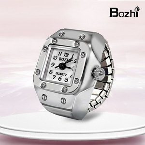 Wholesale Finger Ring <strong>Watch</strong> Stainless Steel Square Round Shape Digital <strong>Silver</strong> Mini Ring <strong>Watch</strong> for <strong>Men</strong> Women - Product Image 5