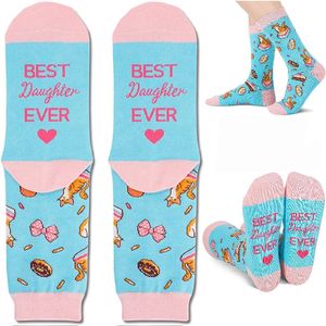 Personalised English Letter Best Dad Mom Letter Breathable Eco-Friendly Casual Women Men Novelty Funny Crew <strong>Socks</strong> Body Cuff - Product Image 2
