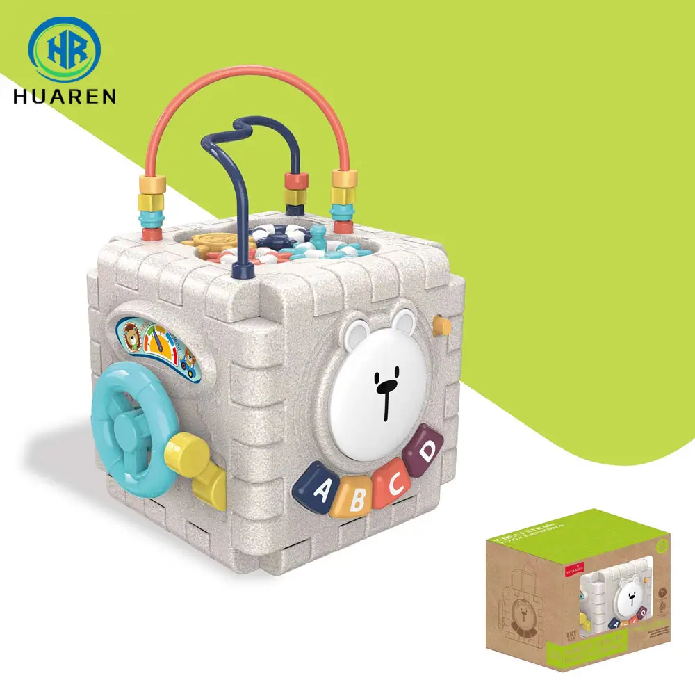 Alunos ocupados Montessori Preschool Criança Educacional Bebê Soft Activity Cube Brinquedos com Music Sound Light