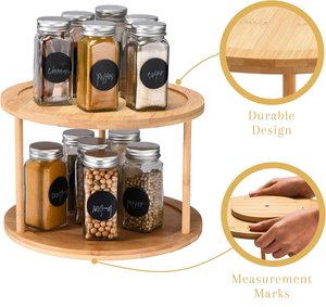 Étagère à épices rotative à 360 degrés en bambou à 2 niveaux pour comptoir de <span class=keywords><strong>cuisine</strong></span>, armoires, garde-manger - Product Image 4