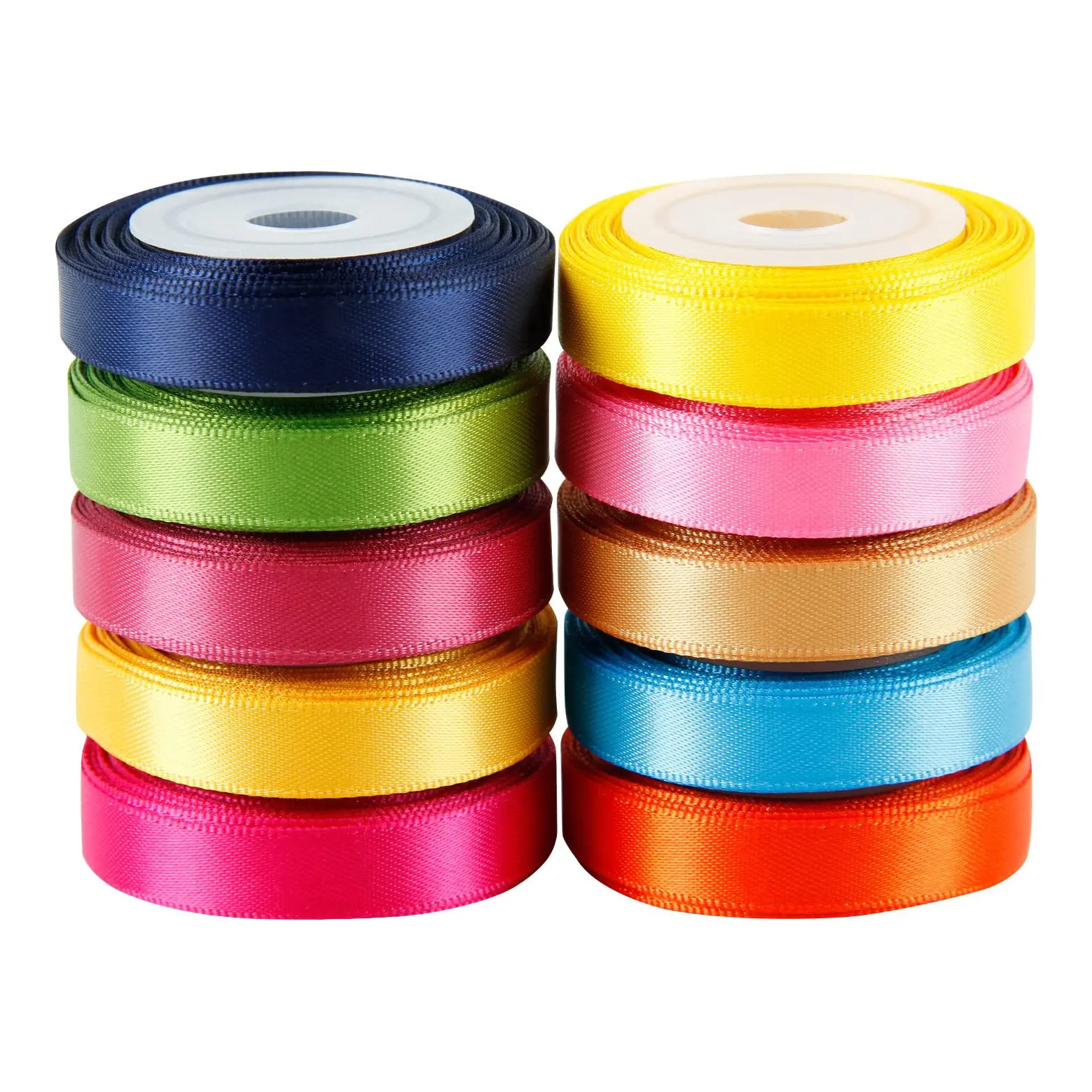 Rubans de couleur unie 100% Polyester, rubans de satin double face pour l'emballage de cadeaux, artisanat fait à la main