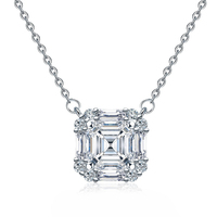 Collier pendentif pour femme Mlluki Moissanite en argent sterling 925, taille Asscher, 2 carats, 7x7 mm, forme cube de sucre
