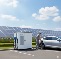 Station de recharge pour véhicules électriques hybrides, alimentée par réseau et batterie, avec stockage d'énergie BESS, chargeur rapide 261 kWh 120 kW