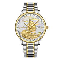 Montre mécanique pour homme entièrement automatique OEM à cadran guilloché, montres-bracelets en acier inoxydable, chronographe, aiguilles lumineuses, étanche 3BAR