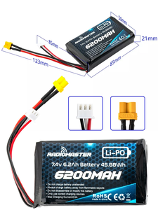 Prix de gros Batterie lithium 2S 6200mah Radiomaster TX16S pour télécommande - Product Image 5