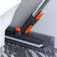 Brosse de nettoyage robuste pour sols avec long manche, poils rigides et brosse à récurer pour le nettoyage de la douche, de la salle de bain, de la piscine, du garage, de la cuisine et des murs