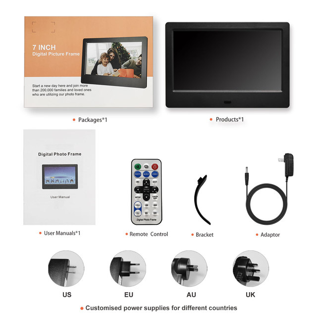 Factory Supply Bulk 7 Inch WiFi LCD Cloud Video Free Download Digital Photo Frame with Video Playback Plastic