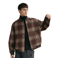 Veste matelassée à carreaux pour homme, coupe-vent, fermeture éclair, style bomber, vêtement d'extérieur décontracté pour l'hiver