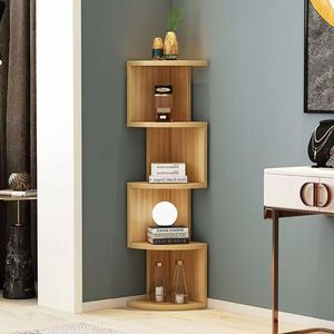 Estantería de esquina moderna con forma de <span class=keywords><strong>onda</strong></span>, estante de almacenamiento de exhibición de madera maciza para sala de estar, dormitorio, estudio, ahorro de espacio montado en la pared - Product Image 4