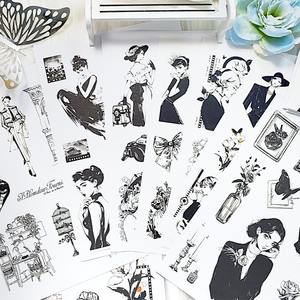 ชุดเดรสสีดำ20ชิ้น/แพ็คสำหรับสัตว์เลี้ยงสมุดภาพวัสดุสติกเกอร์หนังสือผู้หญิงสวยในชีวิตประจำวันงานฝีมือเทียน - Product Image 4